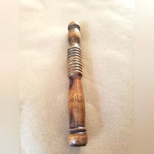 Vintage Portable Ornate Barrel Handle Wood Ice Pick, Sheath Cover Kitchen Tool